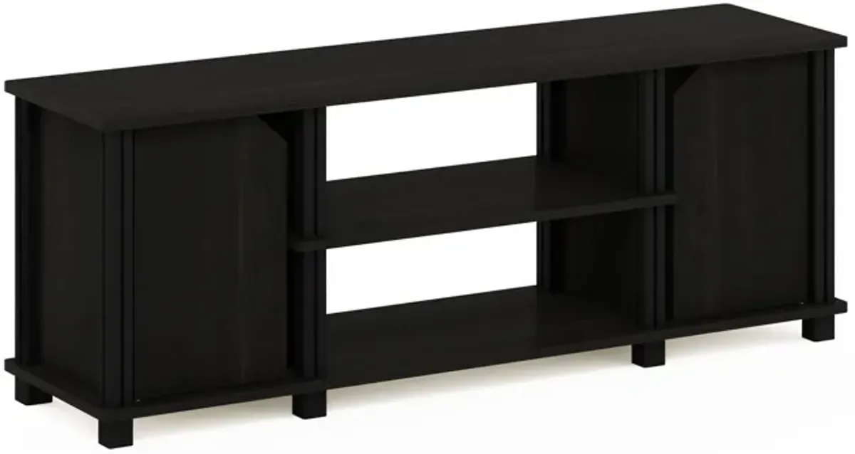 Furinno Brahms TV Stand Entertainment Center with Shelves and Storage for TV Size up to 45 Inch, Espresso/Black