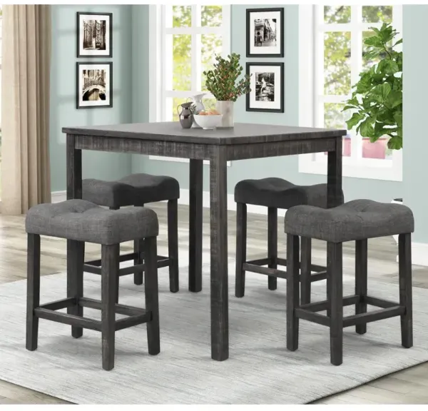 Vitalita 5-piece Black Charcoal Rectangular Dinette Set