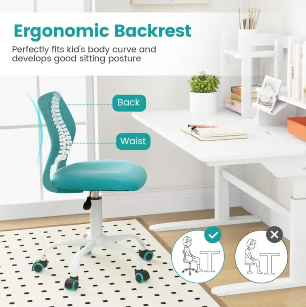 Hivvago Ergonomic Children Study Chair with Adjustable Height