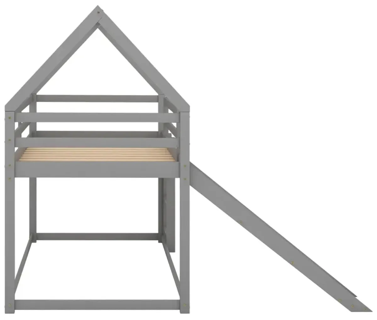 Twin Size Bunk House Bed with Slide and Ladder