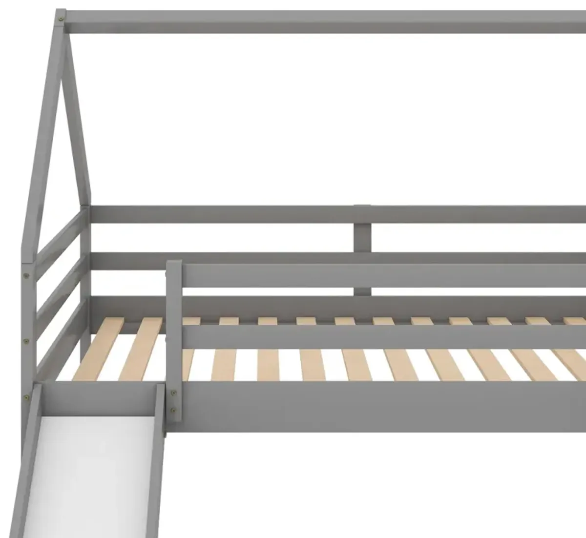 Twin Size Bunk House Bed with Slide and Ladder