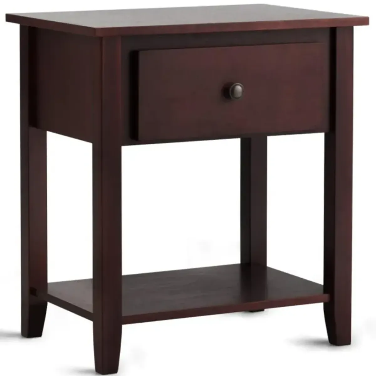 Nightstand with Drawer and Storage Shelf for Bedroom Living Room