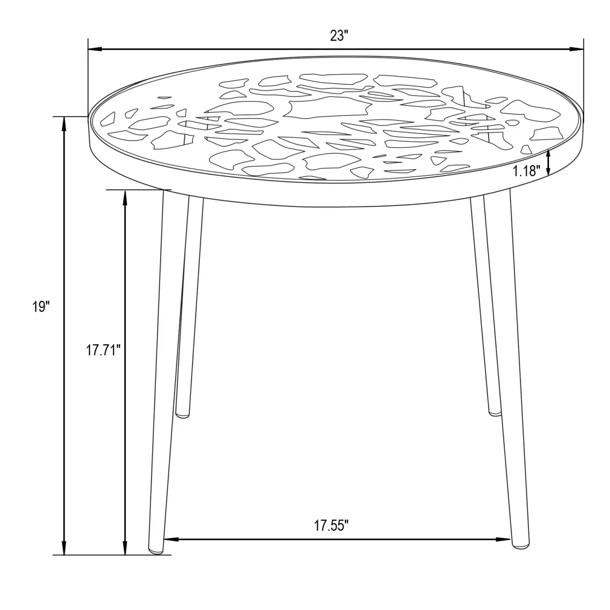 LeisureMod Devon Tree Design Glass Top Aluminum Base Outdoor End Table