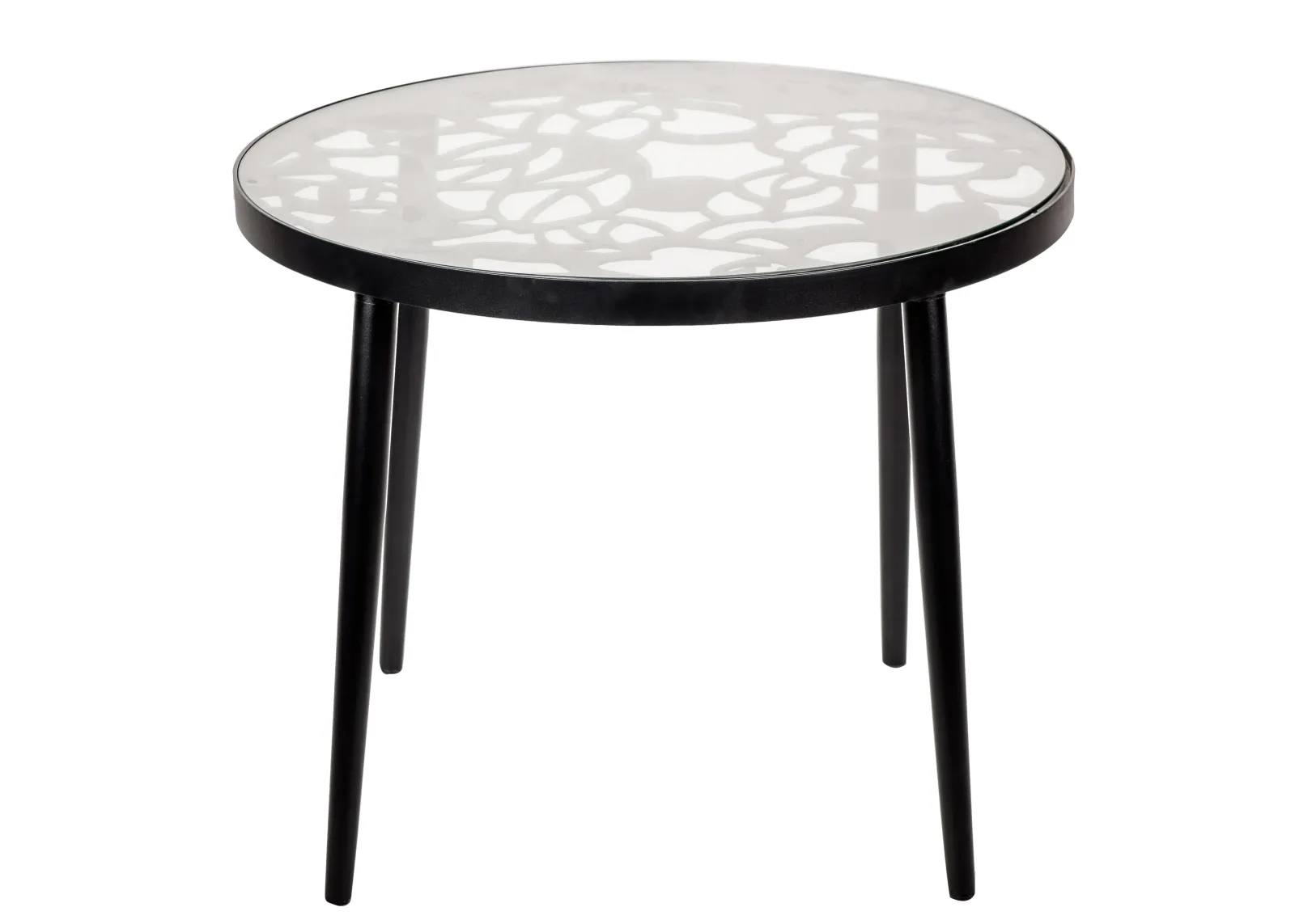 LeisureMod Devon Tree Design Glass Top Aluminum Base Outdoor End Table