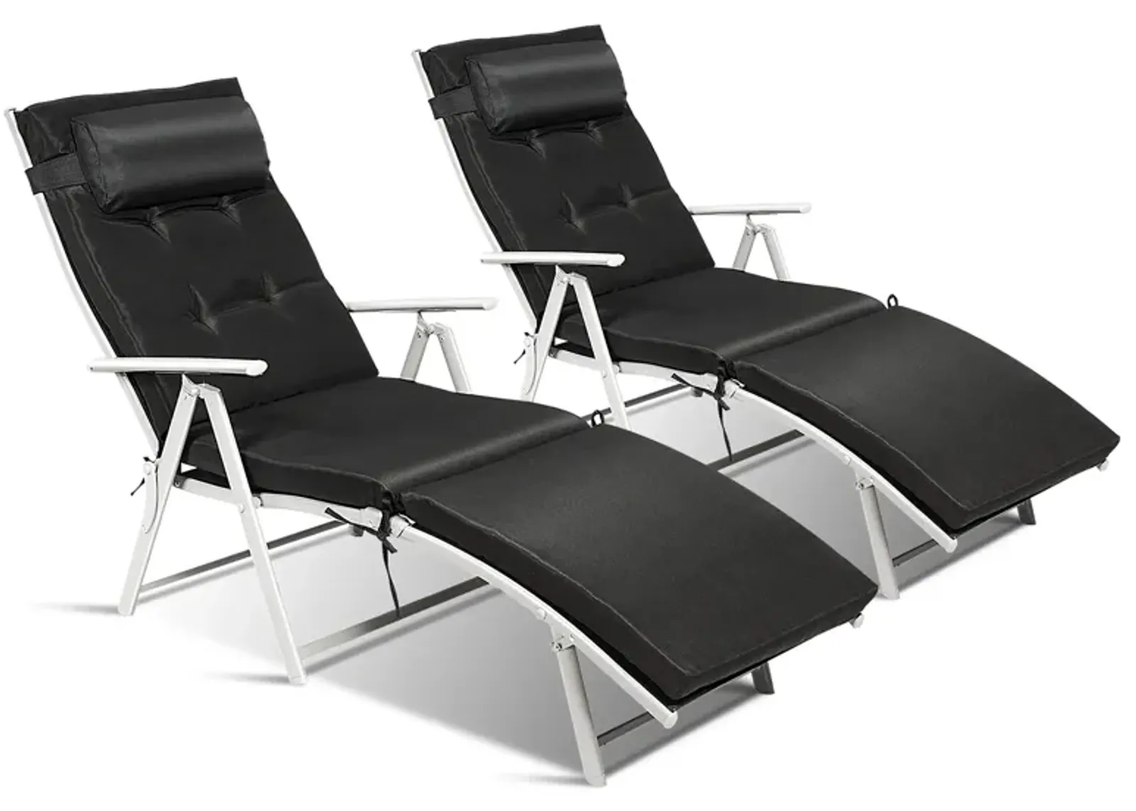 Adjustable Outdoor Lightweight Folding Chaise Lounge Chair with Pillow