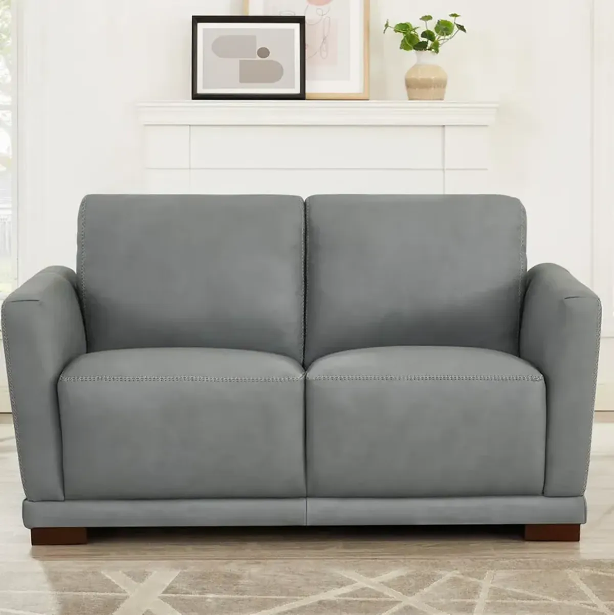 Mary Top Grain Leather Loveseat