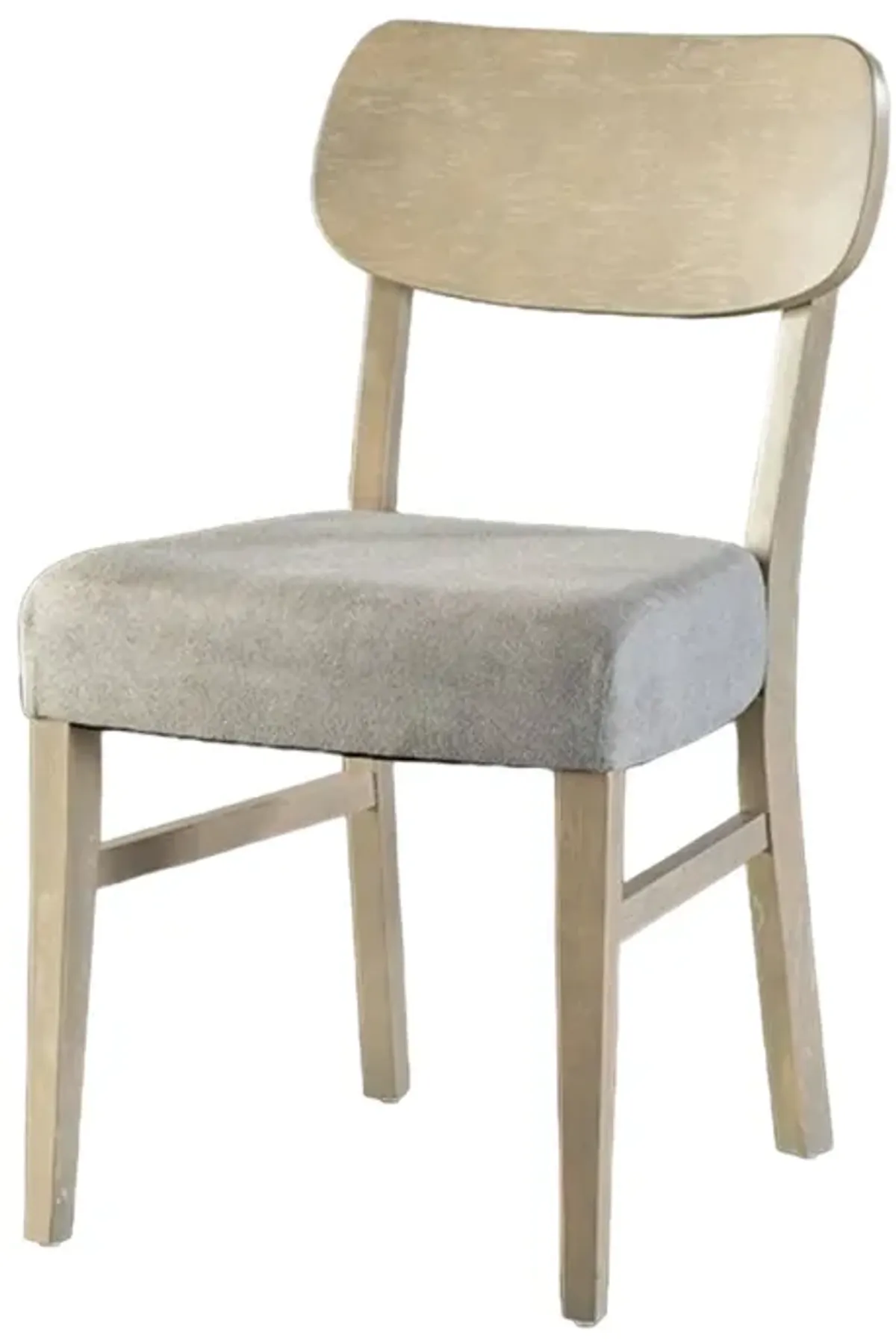 Kene Dining Side Chair Set of 2, Contour Back, Tapered Legs, Gray Fabric