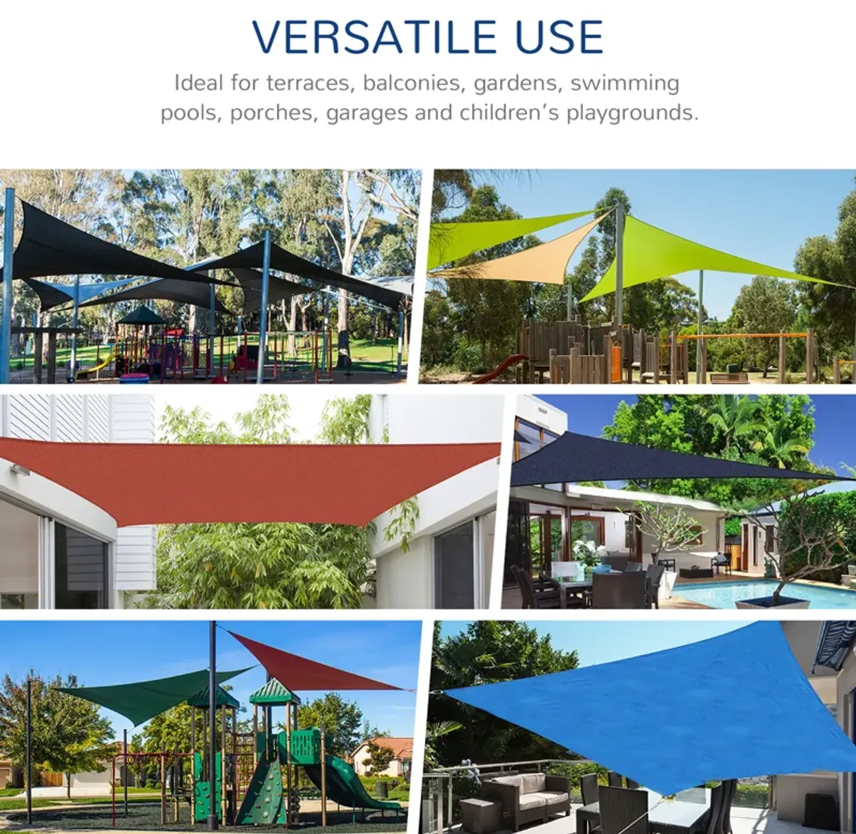 Sun Shade Sail Triangle Rectangle Square Outdoor Patio Canopy UV Top Shelter