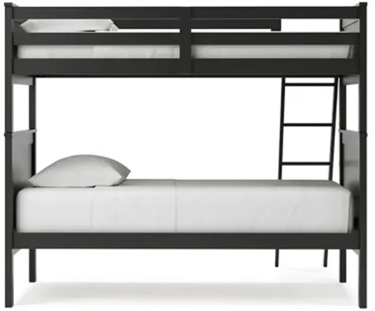 Nextonfort Twin Over Twin Bunk Bed in Black