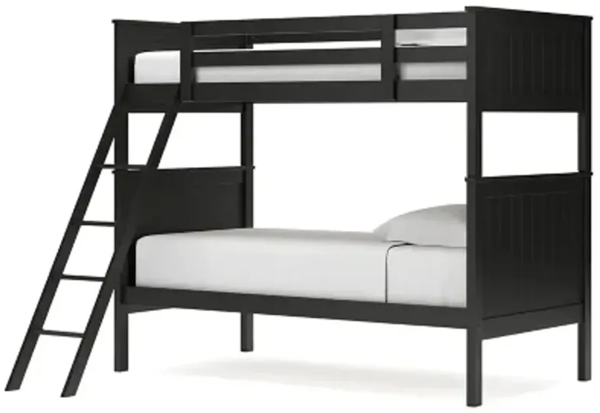 Nextonfort Twin Over Twin Bunk Bed in Black