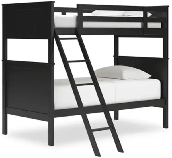 Nextonfort Twin Over Twin Bunk Bed in Black
