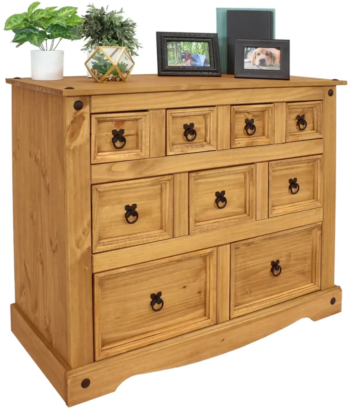 Sunnydaze 9-Drawer Solid Pine Chest - Light Brown - 39.75 in