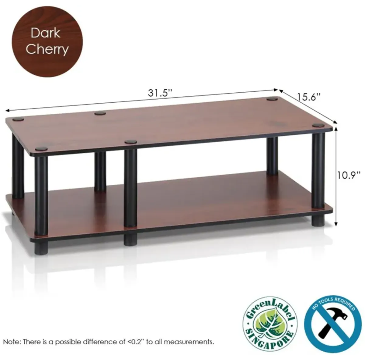 Furinno Furinno 11174DC(BK)/BK Just No Tools Mid TV Stand, Dark Cherry w/Black Tube