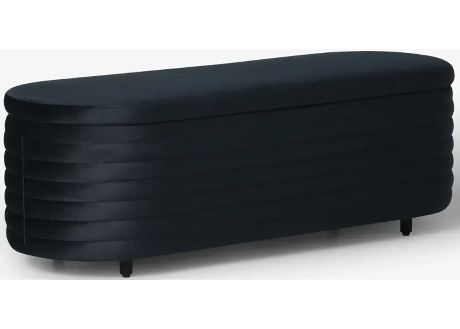 WestinTrends 54" Wide Mid-Century Modern Upholstered Velvet Tufted Oval Storage Ottoman Bench