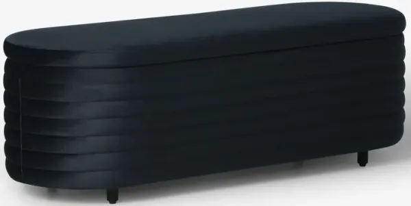 WestinTrends 54" Wide Mid-Century Modern Upholstered Velvet Tufted Oval Storage Ottoman Bench