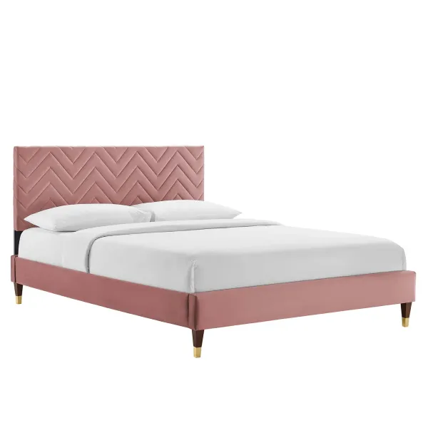 Modway - Leah Chevron Tufted Performance Velvet Queen Platform Bed