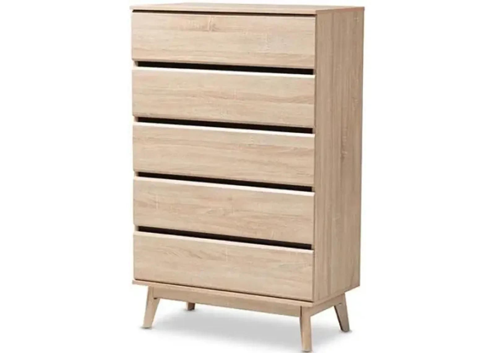 Baxton Studio Miren Mid-Century Modern Light Oak and Dark Grey 5-Drawer Chest