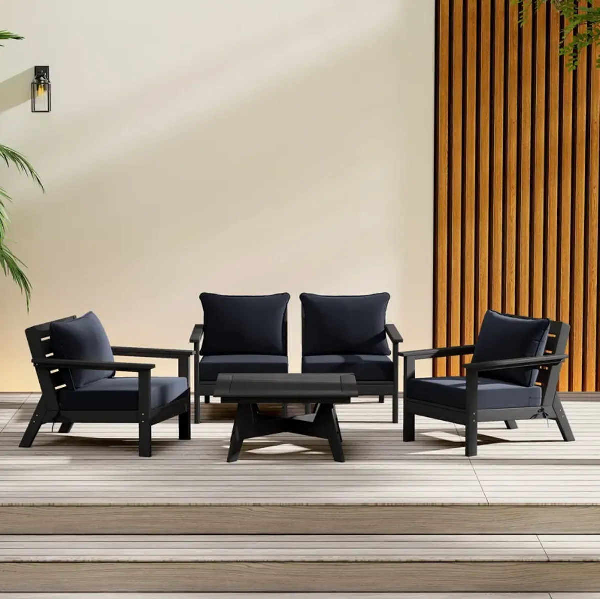 WestinTrends Outdoor 5-Piece Modular Sectional Patio Furniture Sofa Set