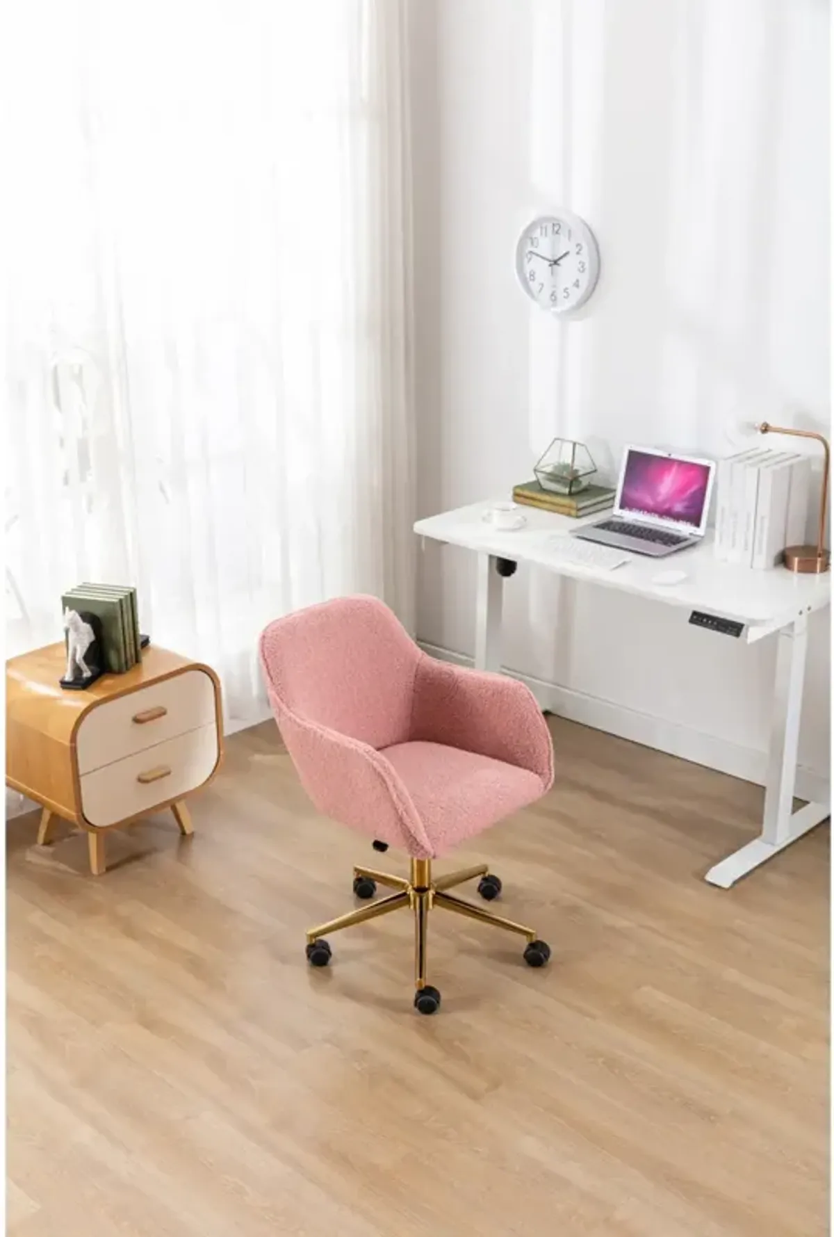 Modern Teddy Fabric Material Adjustable Height 360 Revolving Home Office Chair