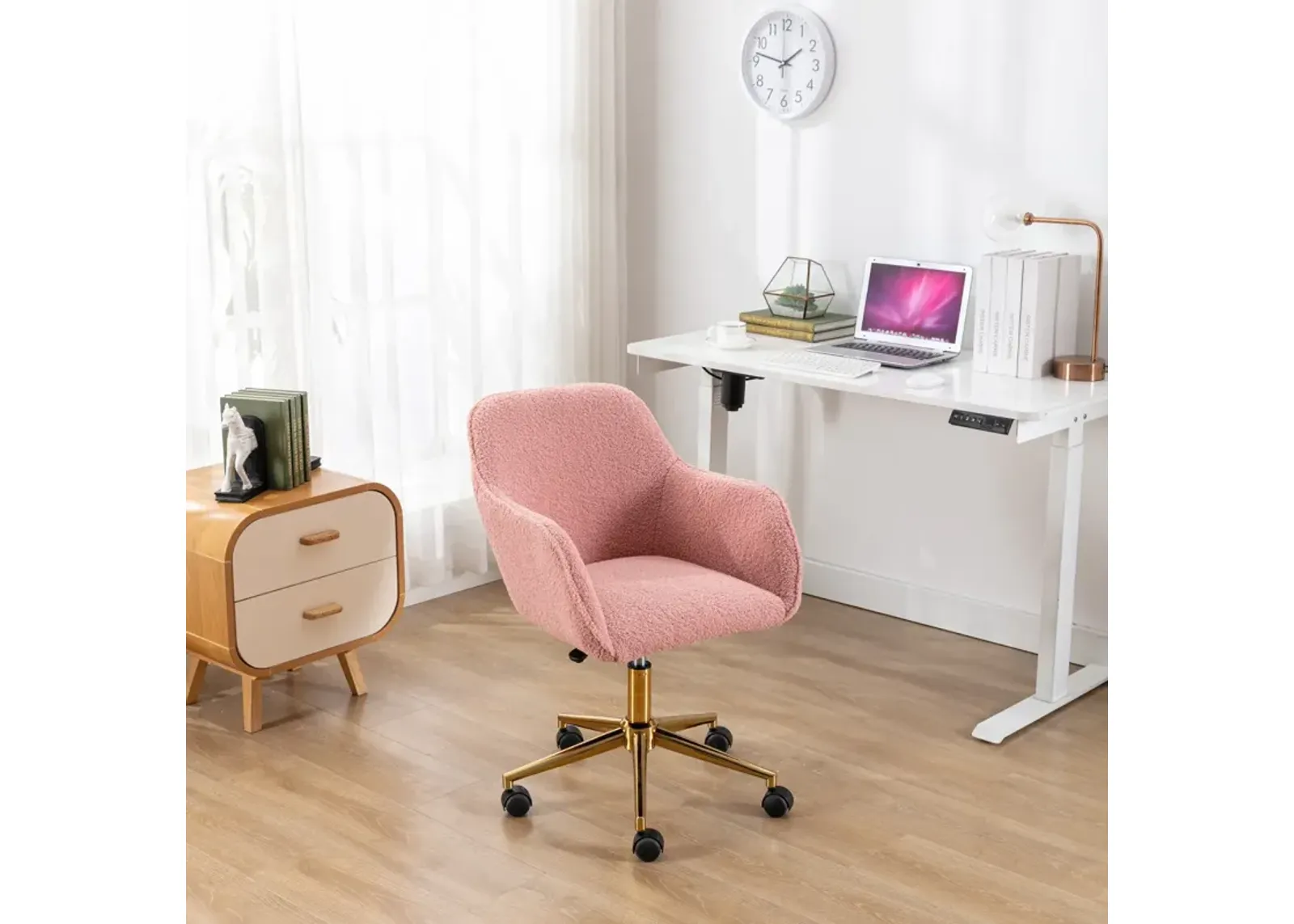 Modern Teddy Fabric Material Adjustable Height 360 Revolving Home Office Chair