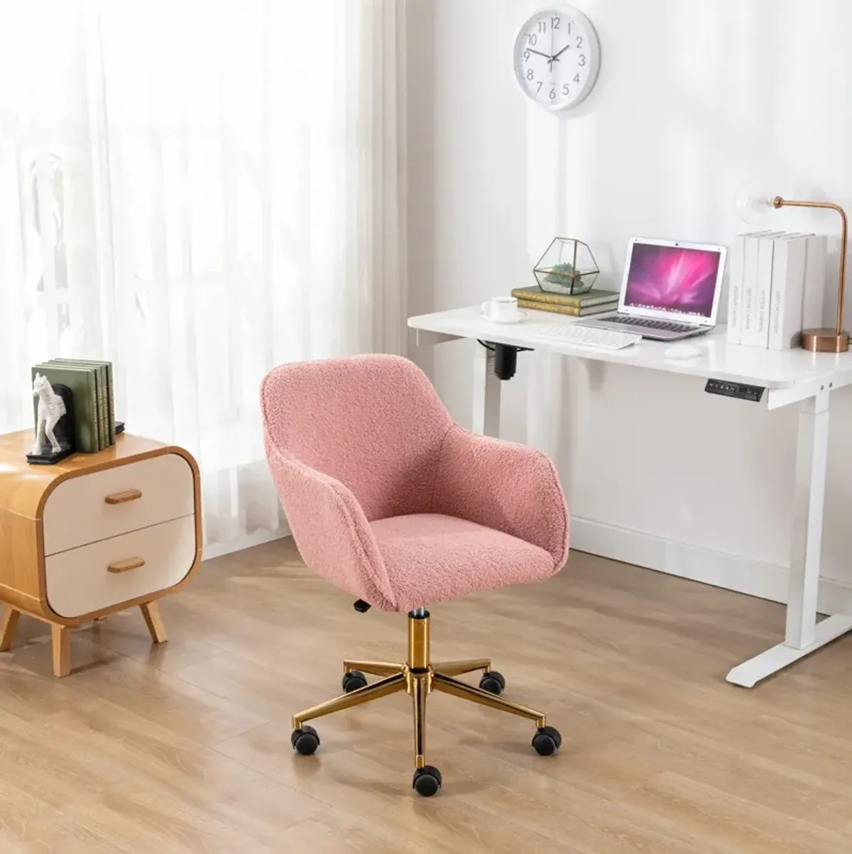 Modern Teddy Fabric Material Adjustable Height 360 Revolving Home Office Chair