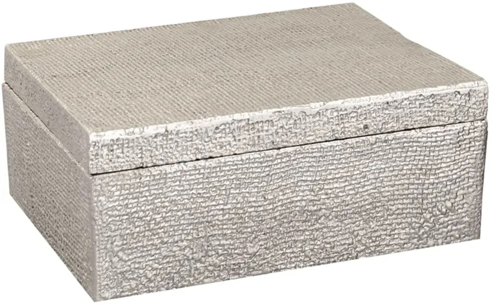 Square Linen Texture Box - Large Silver