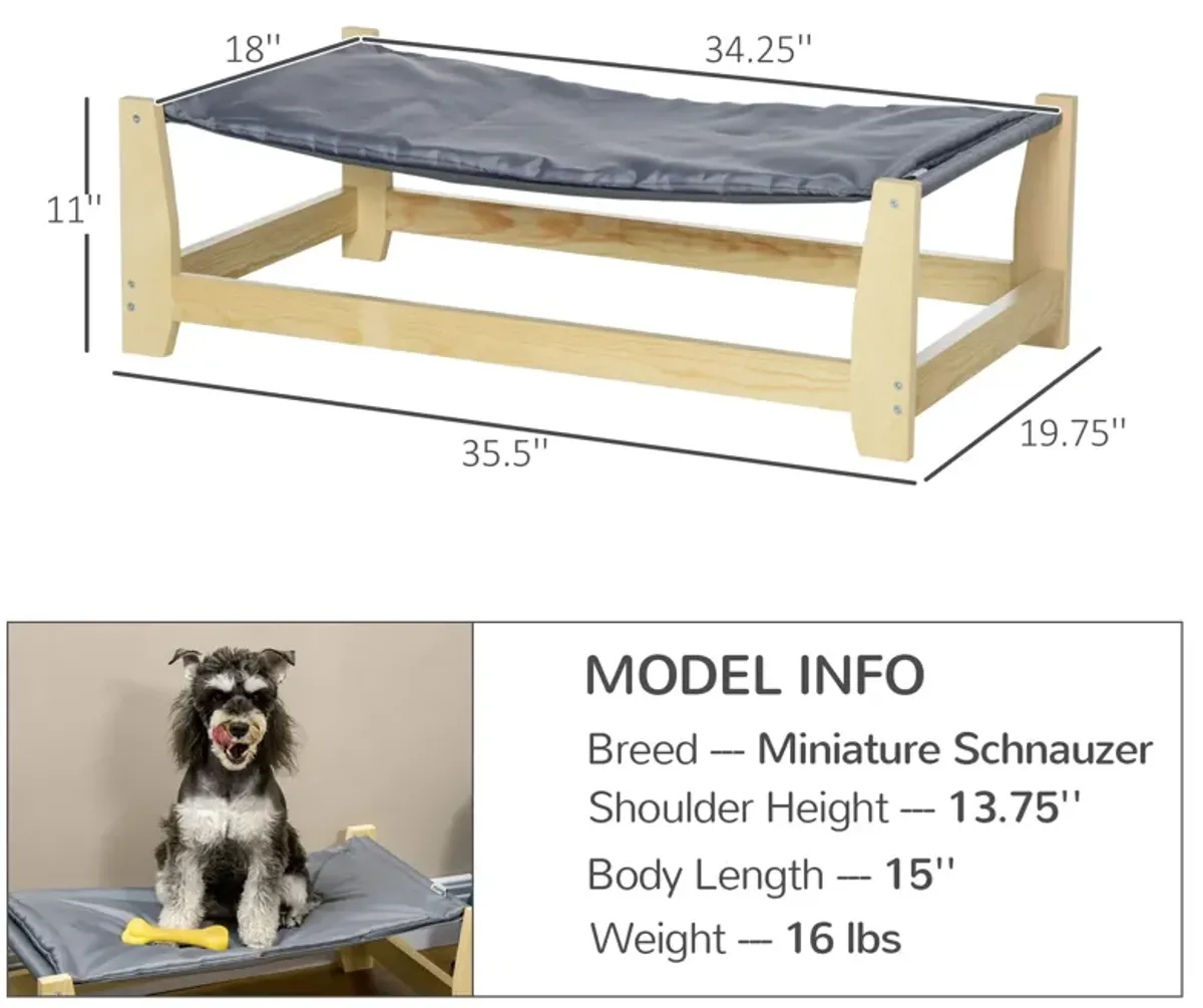 Wooden Pet Lounger: Raised Dog Cot with Cushion for Indoor/Outdoor