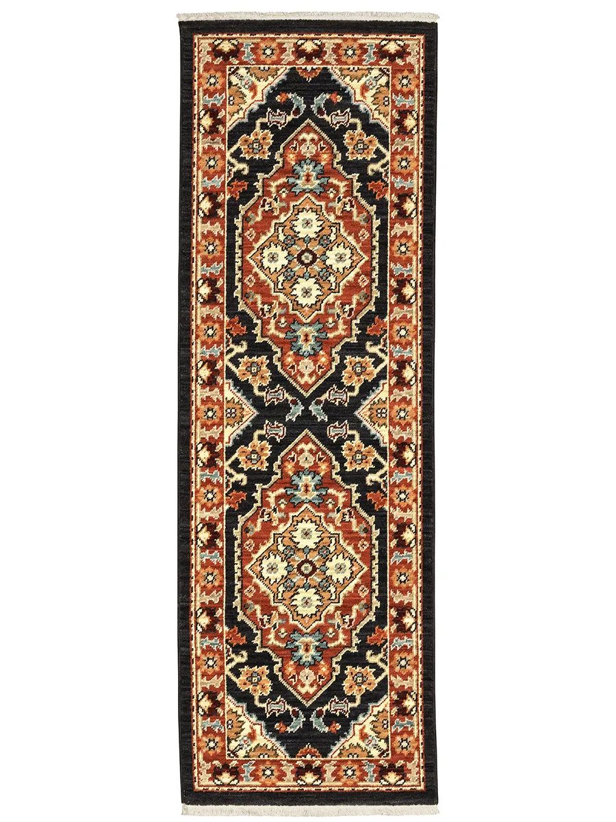 Lilihan 2'6" x 12' Black Rug