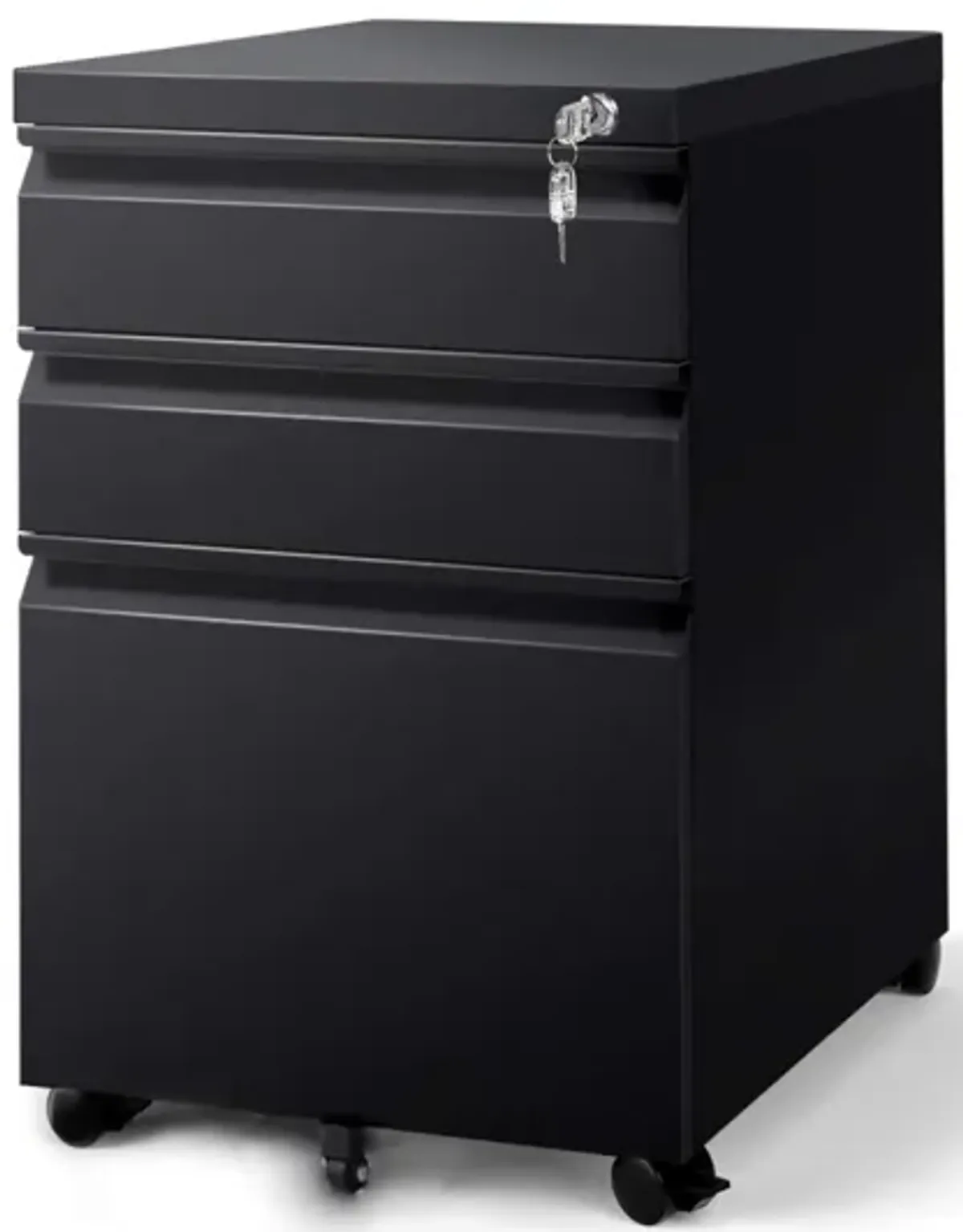 Locking 3-Drawer Mobile File Cabinet on Wheels