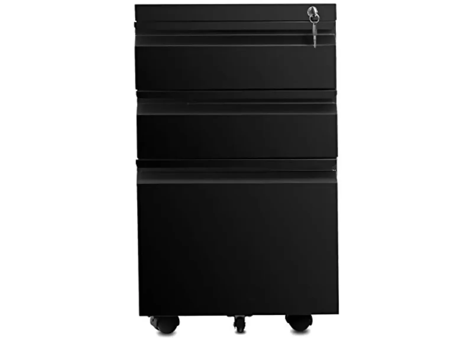 Locking 3-Drawer Mobile File Cabinet on Wheels