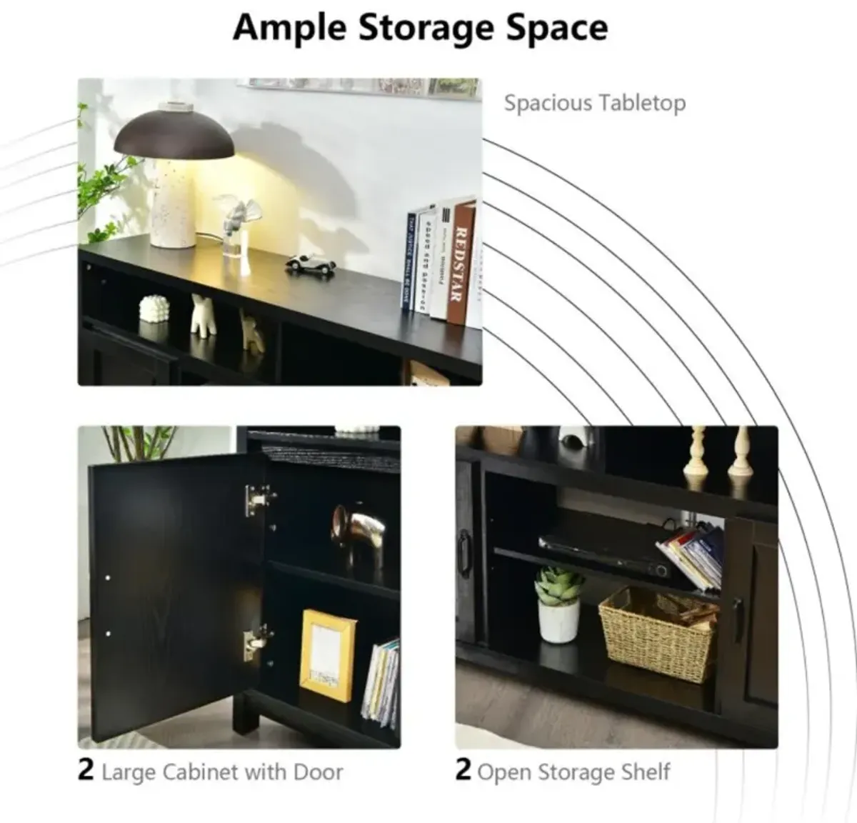 Hivvago TV Stand Media Center Console Cabinet with Barn Door for TV's