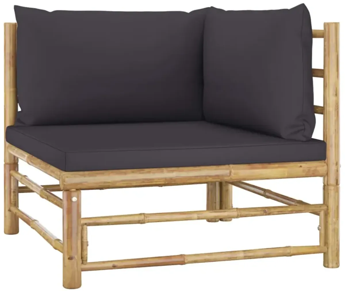 vidaXL 12 Piece Garden Lounge Set with Dark Gray Cushions Bamboo