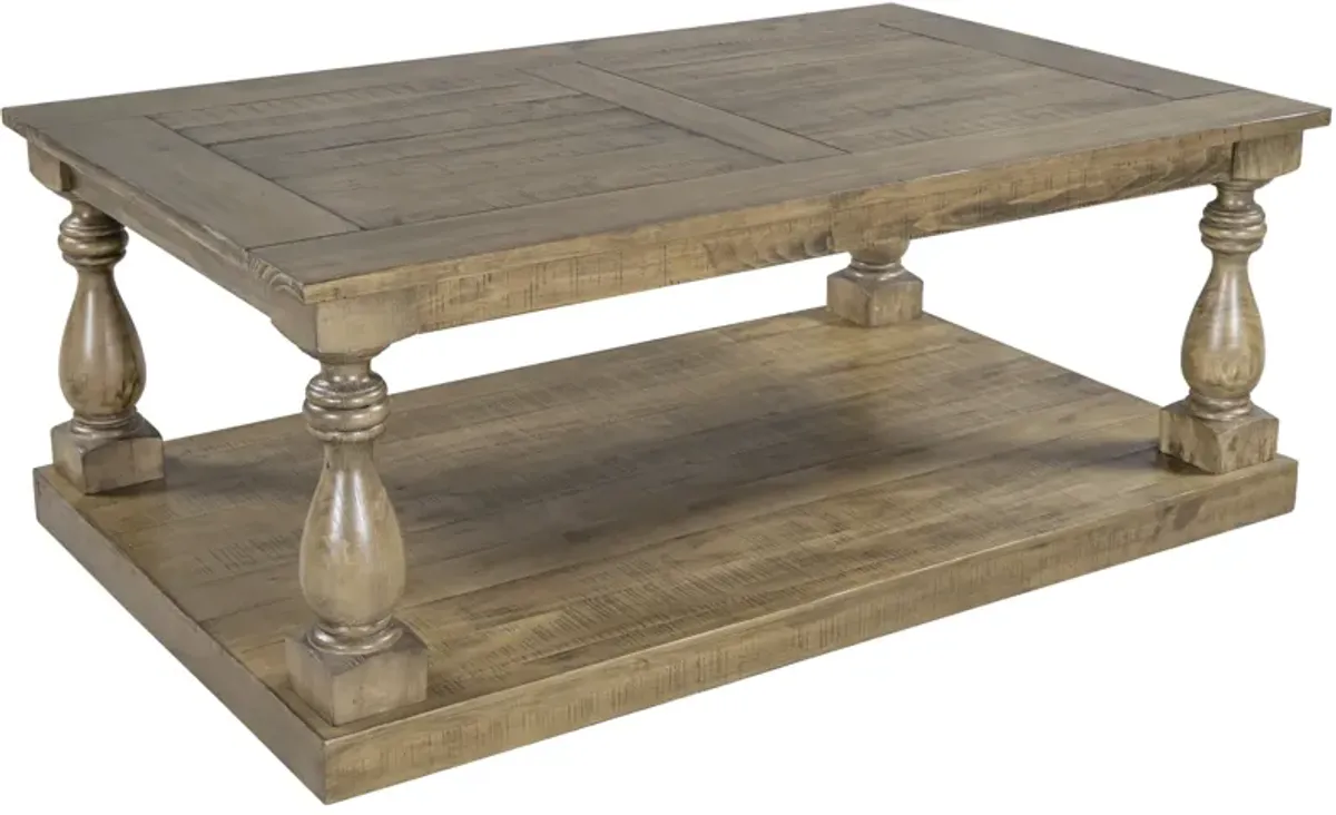 Merax Rustic Floor Shelf Coffee Table with Storage