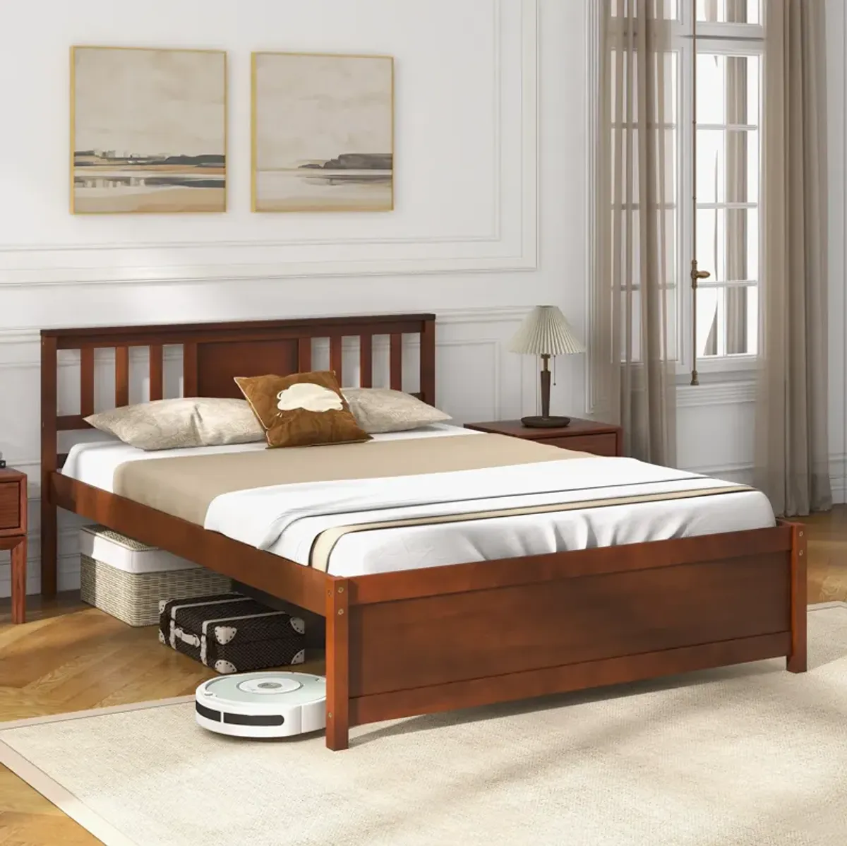 Wooden Platform Bed with Headboard and Slat Support, Sturdy Frame for a Comfortable and Stylish Bedroom