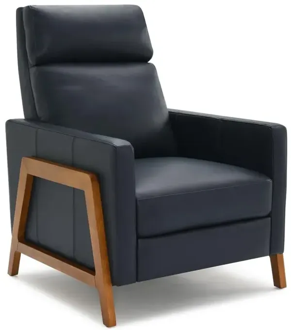 Reed Leather Push Back Recliner - Midnight Blue