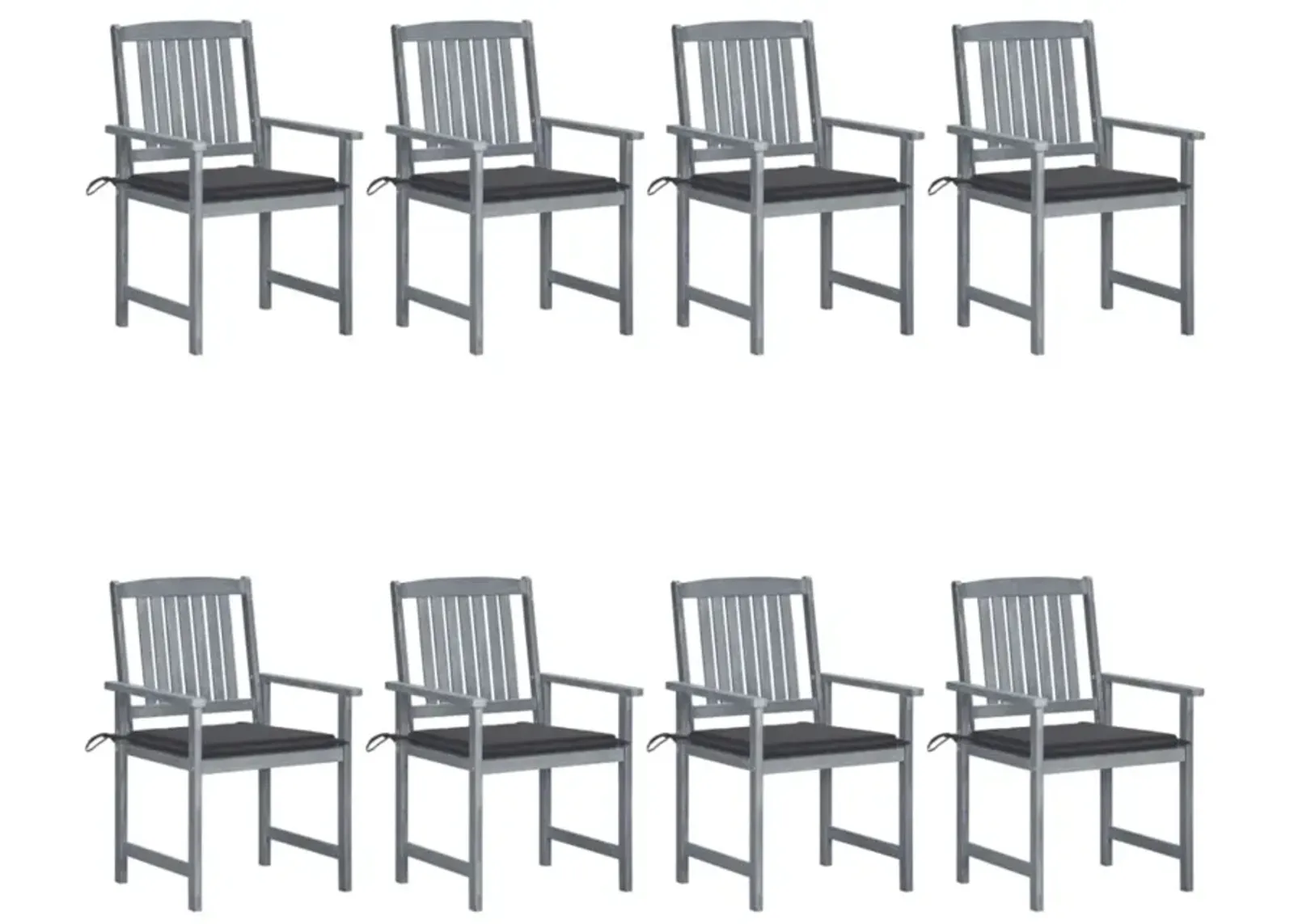 vidaXL Garden Chairs with Cushions 8 pcs Solid Acacia Wood Gray