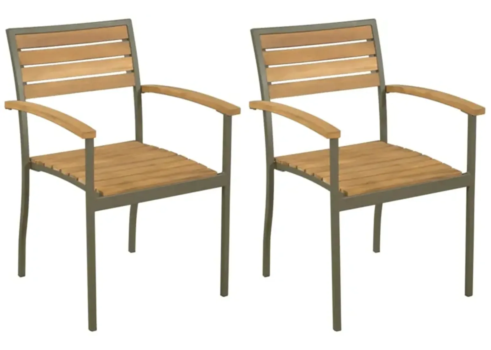 vidaXL Stackable Outdoor Chairs 2 pcs Solid Acacia Wood and Steel