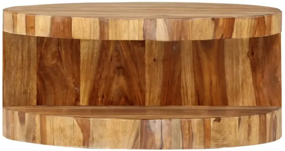 vidaXL Round Coffee Table 25.6"x11.8" Solid Sheesham Wood