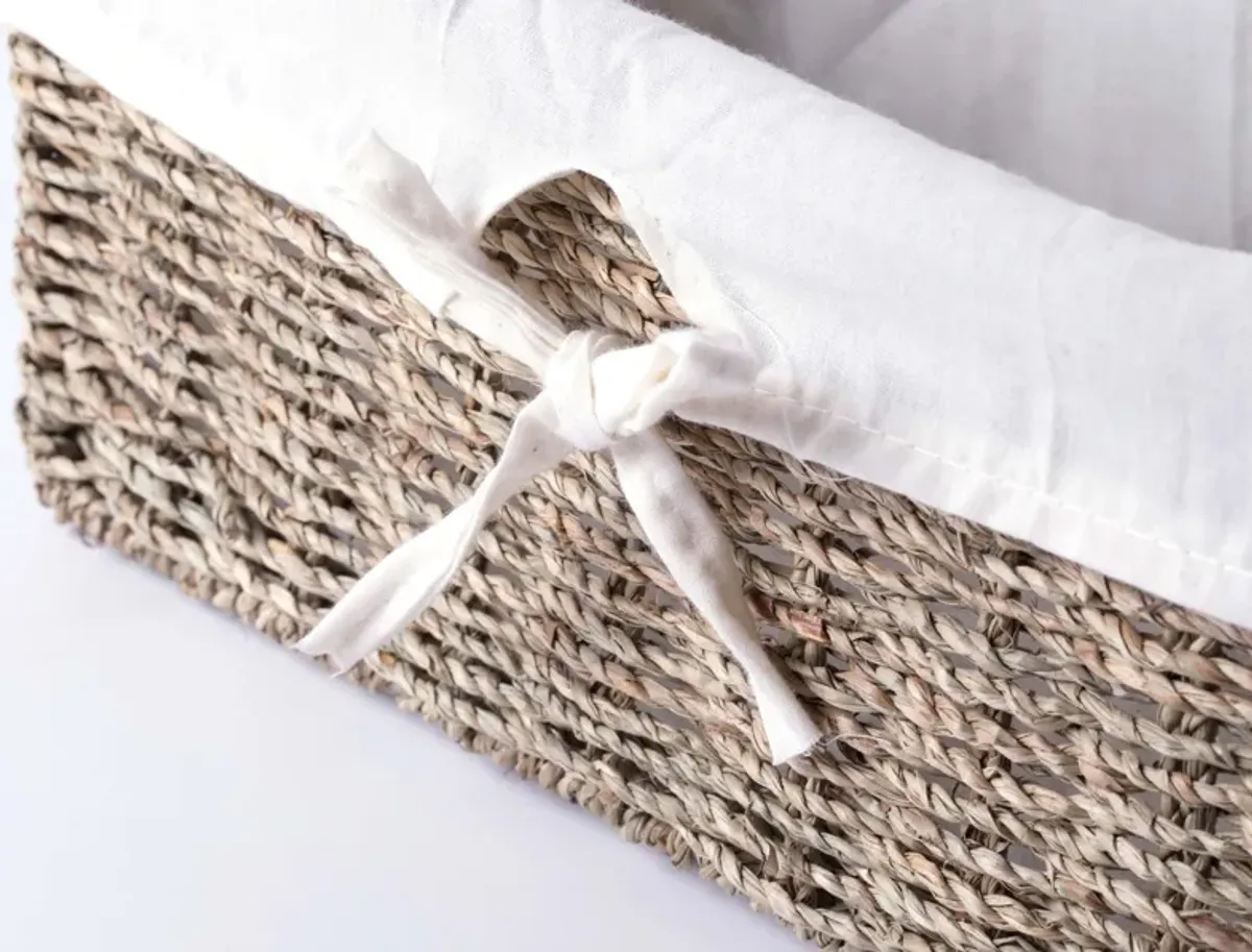 Seagrass Shelf Basket Lined with White Lining