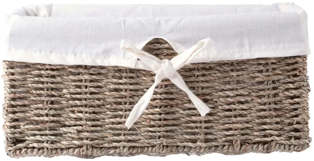 Seagrass Shelf Basket Lined with White Lining