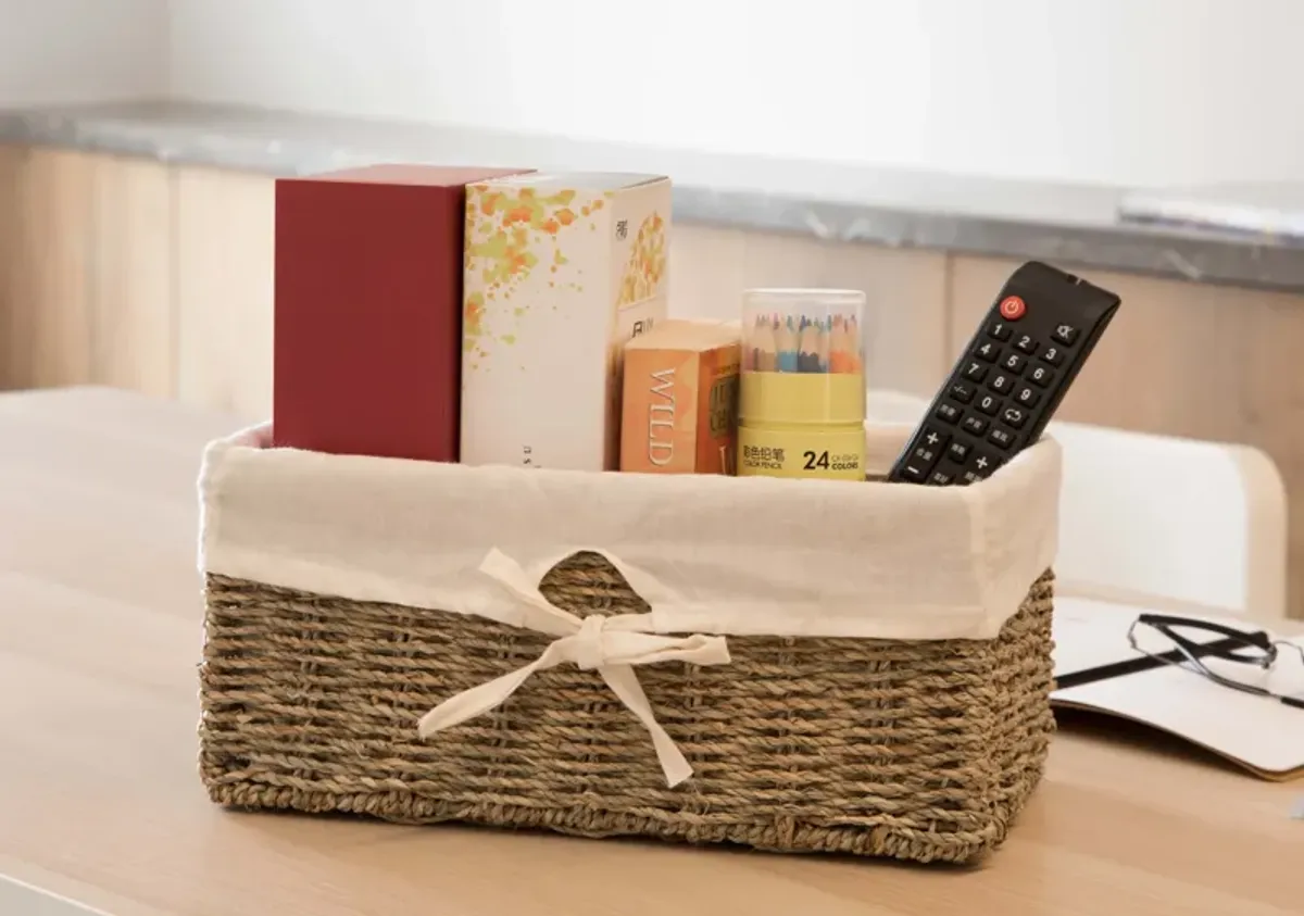 Seagrass Shelf Basket Lined with White Lining