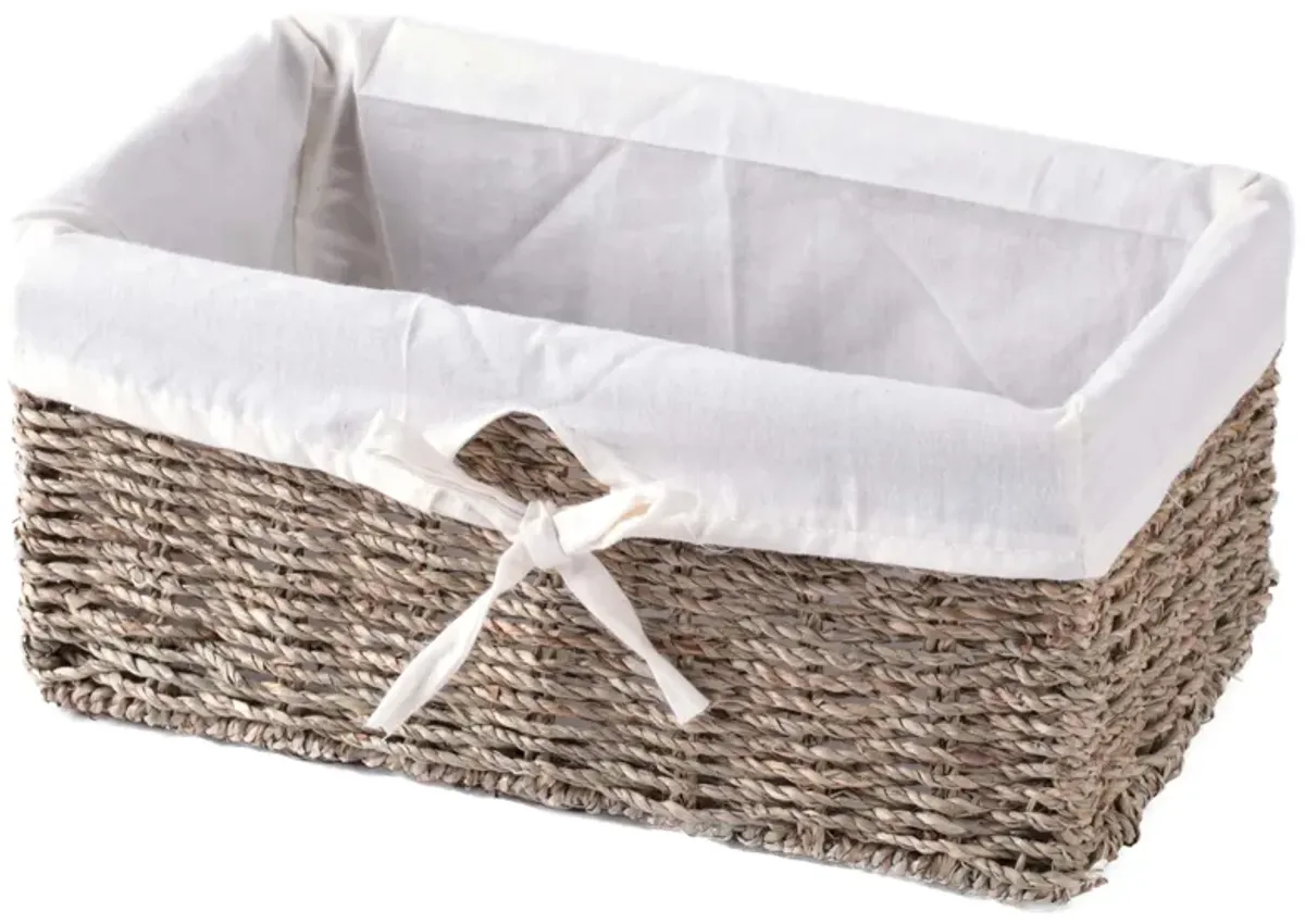 Seagrass Shelf Basket Lined with White Lining