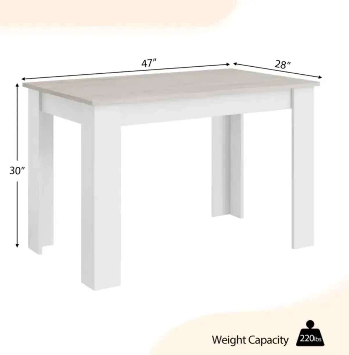 Hivvago 47 Inches Dining Table for Kitchen and Dining Room