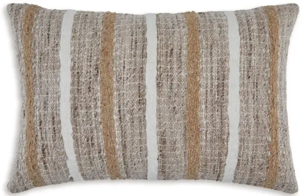 Ishy 14 x 22 Lumbar Accent Pillow Set of 4, Stripe Design, Brown White -