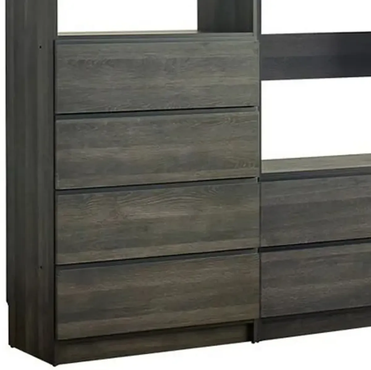 Dee Modular Closet System, 4 Hanging Rods, 6 Drawers, Dark Gray Wood - Benzara