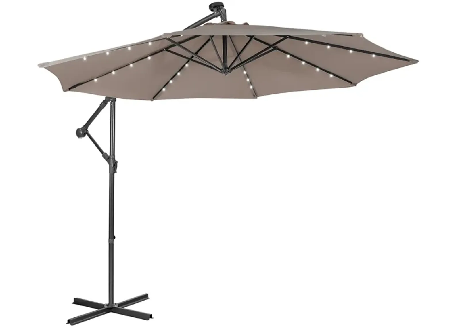 10 Feet Patio Solar Powered Cantilever Umbrella with Tilting System