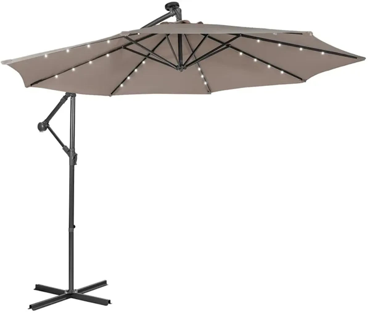 10 Feet Patio Solar Powered Cantilever Umbrella with Tilting System