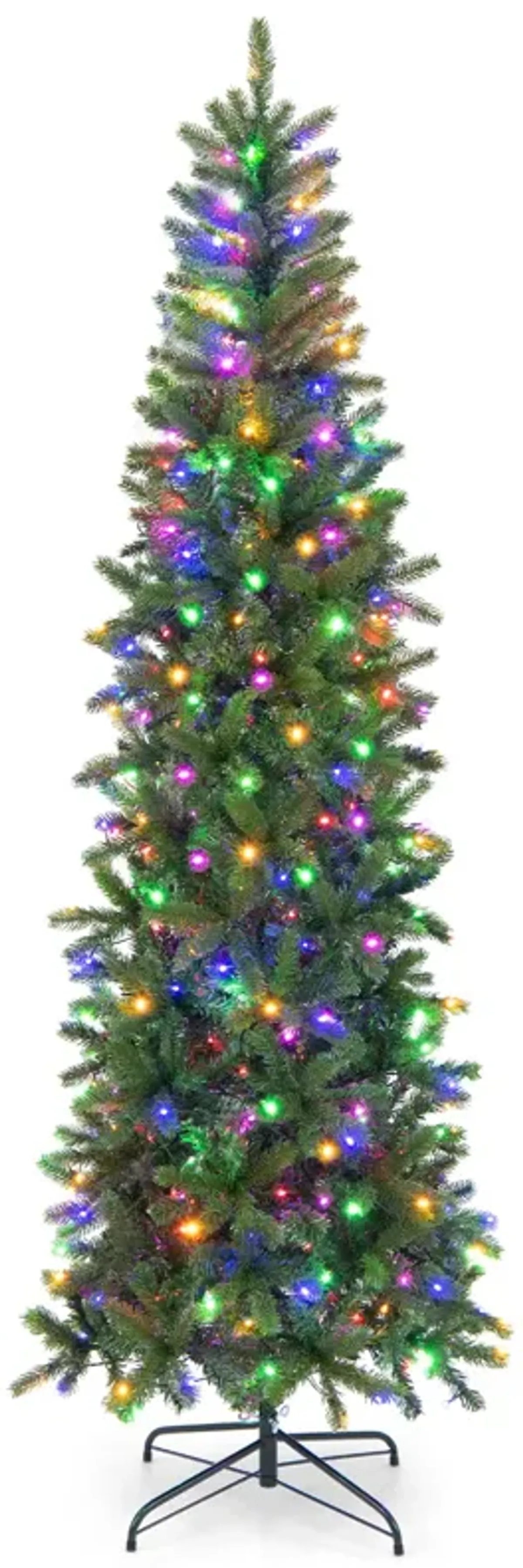 7.5 Feet Pre-lit Full Artificial Christmas Tree with Warm White and Multi-color LED Lights