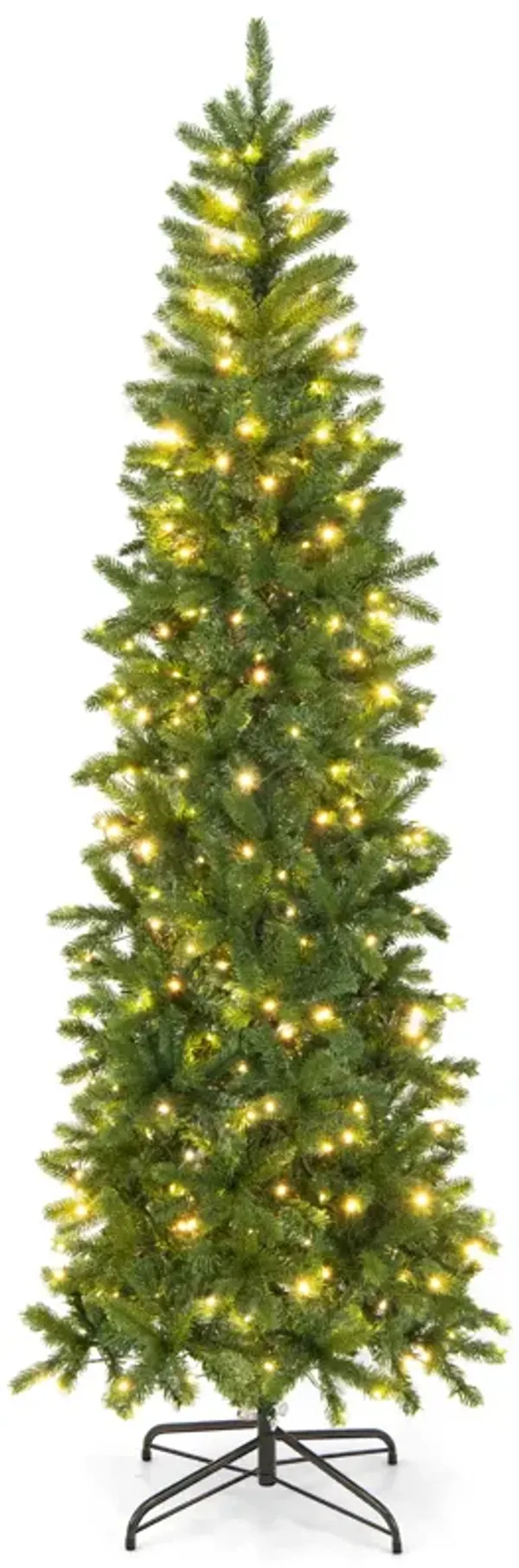 7.5 Feet Pre-lit Full Artificial Christmas Tree with Warm White and Multi-color LED Lights