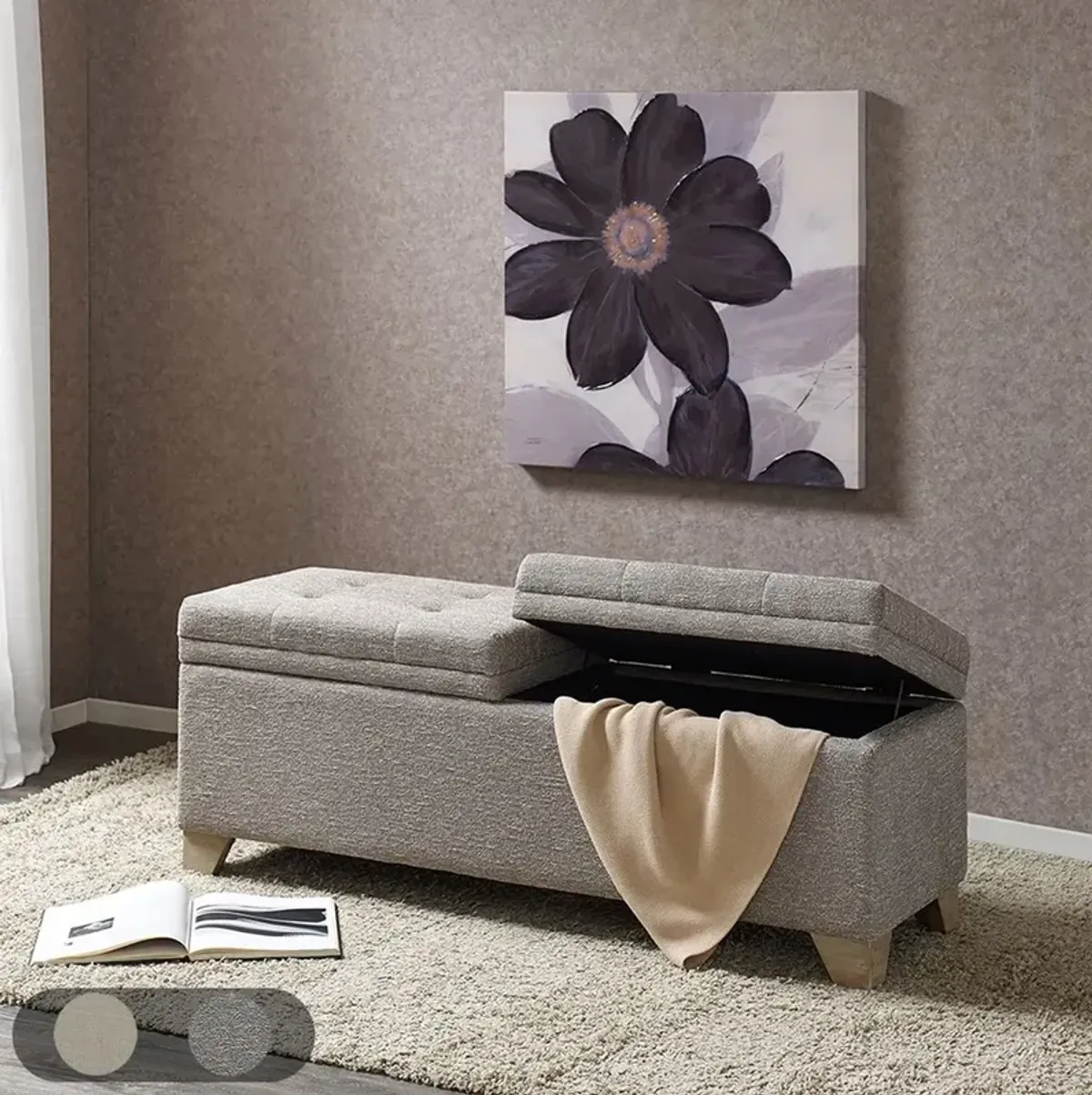 Gracie Mills Gil Soft Close Storage Bench with Solid Wood Legs